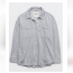 NWOT Aerie LumberJane Fkeece Shirt - M Medium Heather Gray